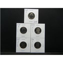 (5) Proof Washington Quarters, 68S, 74S, 79S, 87S, 90S