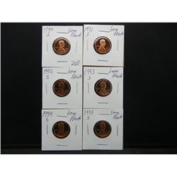 (6) Proof Lincoln Memorial Cents, 90S, 91S, 92S, 93S, 94S, 95S