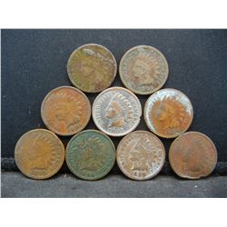 (9) Indian Cents, 1882-1906