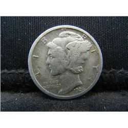 1924 D Nearly Full Vertical Lines Mercury Dime