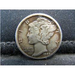 1929 Full Vertical and Diagonal Lines Nice Grade Mercury Dime