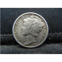 1930 S Full Vertical and Diagonal Lines High Grade Mercury Dime