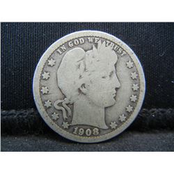 1908-D Barber Quarter