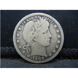 1908-O Barber Quarter - Nice Detail