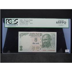 2010 India 5 Rupees Note - PCGS Gem New 65PPQ Sample