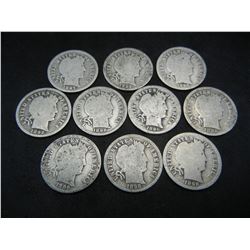 1800's Barber Dimes - Lot of 10