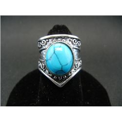 WOMAN'S/MEN'S TURQUOISE RING (SIZE 6), FASHION JEWELRY