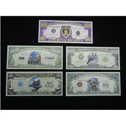 (5) ARMED FORCES (MARINES/COAST GUARD/IRAQI FREEDOM/NATL GUARD & PURPLE HEART), MILLION DOLLAR NOTES
