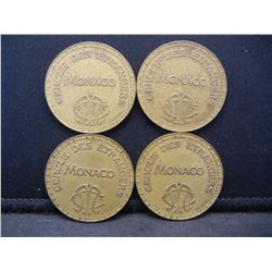 (4) Monaco Casino Tokens