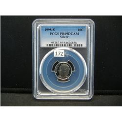 1998 S Roosevelt Dime, PCGS PR69DCAM