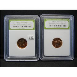 (2) Wheat Cents, 1956 D, 1957