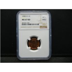 1985 D Lincoln Cent, NGC MS67 RD