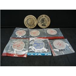 (2) Wooden Nickels, (6) Mint Chips