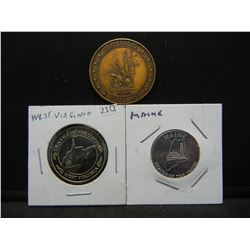 Civil War Centennial Coin, West Virginia State Coin, Maine State Coin