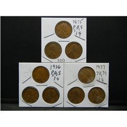 (9) Wheat Cents, 1930's