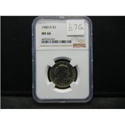 1980 D Susan B. Anthony Dollar NGC MS66