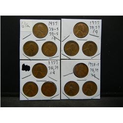 (12) Wheat Cents, 1930's