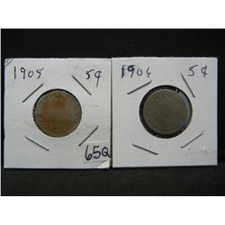 1905, 06 V Nickels
