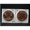 Image 1 : (2) Copper Rounds .999 Buffalo and Franklin