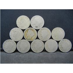 (11) V Nickels, Low Grades