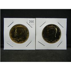 (2) 1976 D Bicentennial Gold Toned Kennedy Half Dollars Proof