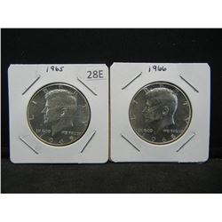 1965, 66, Kennedy Half Dollars 40%