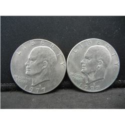 (2) 1977 Ike Dollars