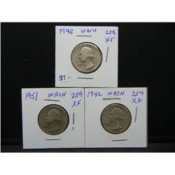 1942, 44, 51 Washington Quarters