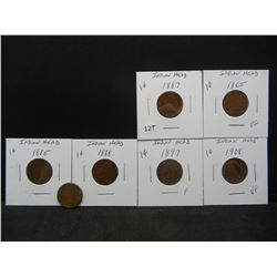 (7) Indian Head Cents, 1862, 65, 85, 87, 88, 97, 1908