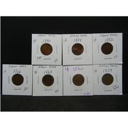 (7) Indian Head Cents, 1859, 60, 63, 66, 82, 84, 90