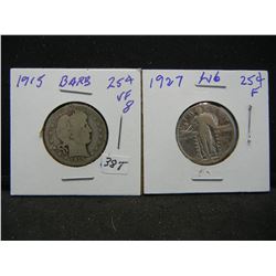 1915 Barber Quarter, 1927 Standing Liberty Quarter