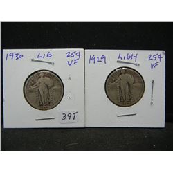 1929, 1930 Standing Liberty Quarters