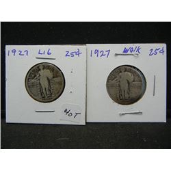 (2) 1927 Standing Liberty Quarters