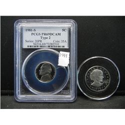 1981-S RARE Ty 2 PR69 DCAMEO Nickel. And 1979 Proof "S" Type 1 Susan B. Anthony Dollar