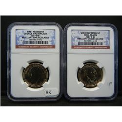 Washington/Adams NGC graded Dollars.