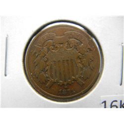 1871 2 cent copper. VF. Nice no problems!