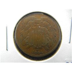 1864 Lg Motto 2 cent copper. Nice VG