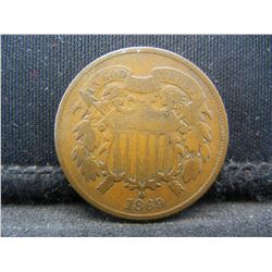 1869 Fine 2 cent copper. Original