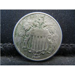 1867 Shield Nickel XF Better Date