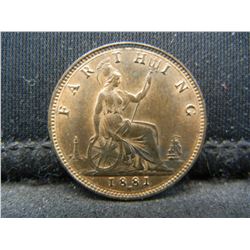 1881 British Farthing Very High Grade Super Nice