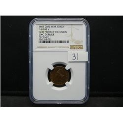 1863 Civil War Token NGC Unc Details