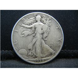 1938 D Walking Liberty half Dollar VF Key Date