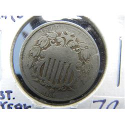 1866 Rays Shield Nickel First Year issue