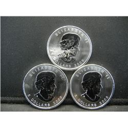 (3) 2008 1 Oz. Maple Leaf's