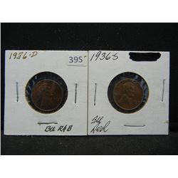 1936ds Lincoln cents