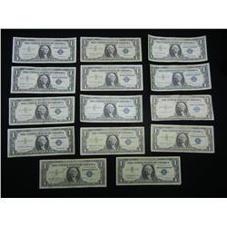 Fourteen $1 silver certificates
