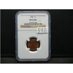 1986 Lincoln cent NGC MS64RD