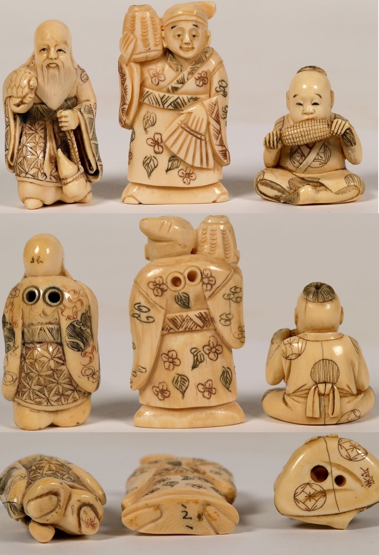 Japanese Netsuke, Signed (3 pieces) (112771) - Holabird Western ...