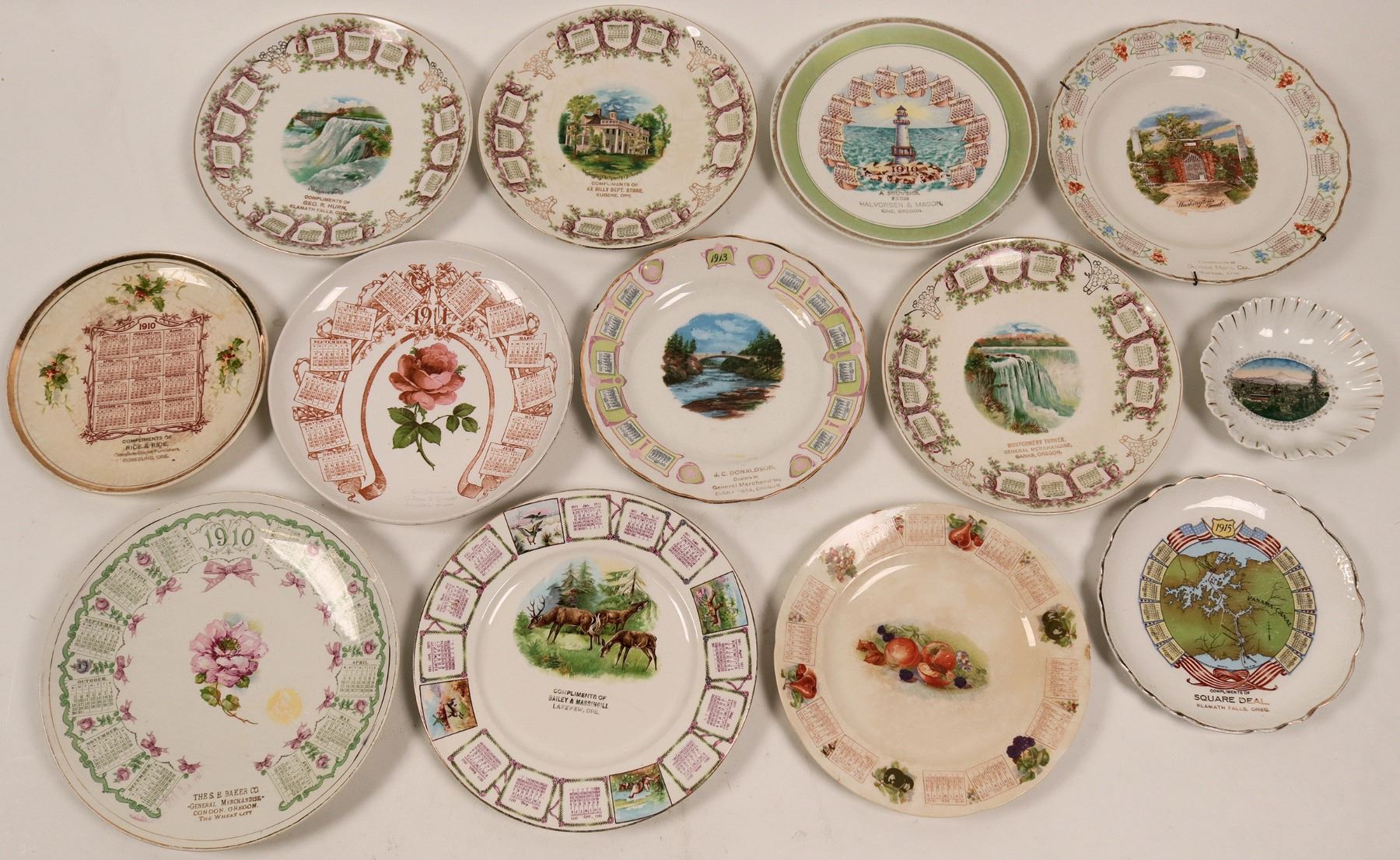 Set of 12 Oregon Calendar Plates (112676) Holabird Western Americana
