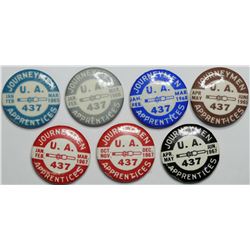 Labor Union UA 437 pin backs.  (112969)